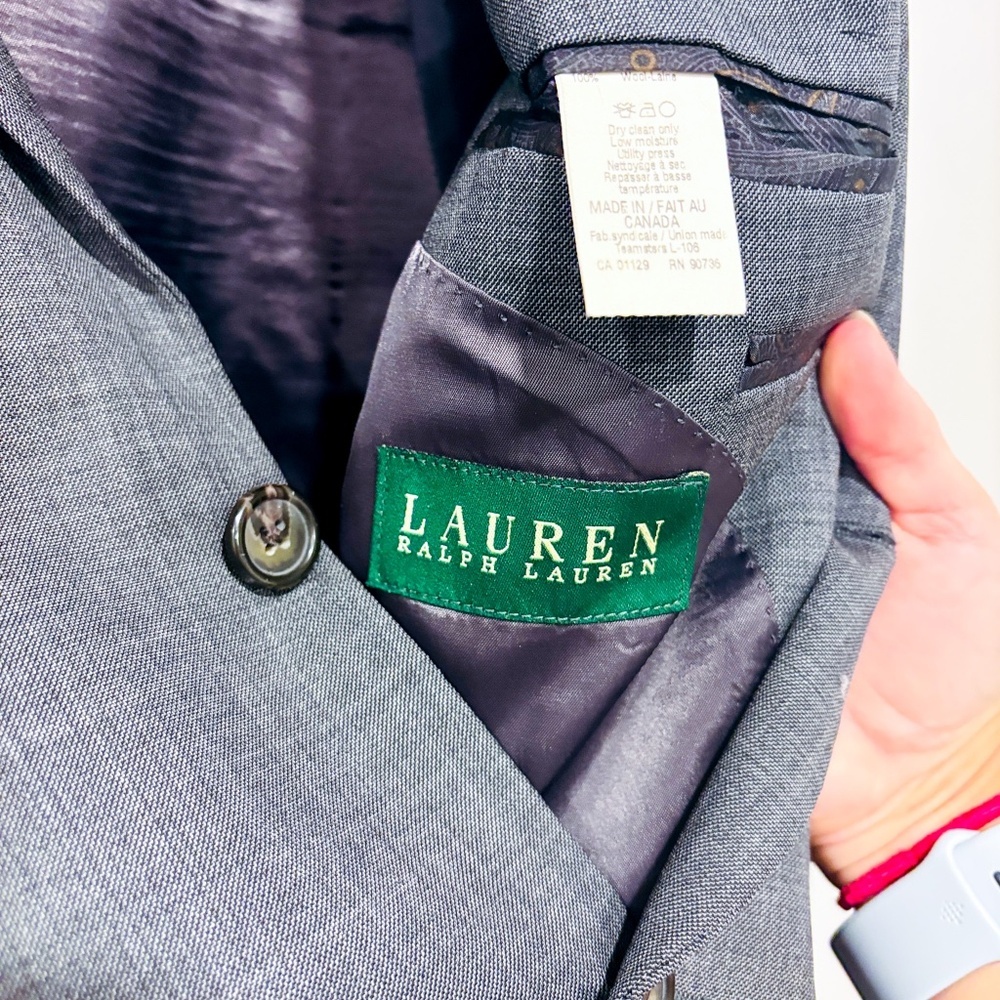RALPH LAUREN Grey Wool Blazer Tailored Classic Business Casual | 44R * - Picture 9 of 9